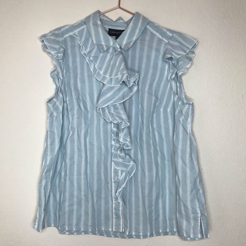Lane Bryant pinstriped ruffle blouse